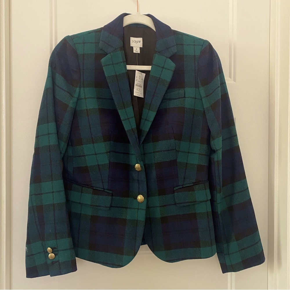 NWT J. Crew Tartan Schoolboy Blazer - Size 2